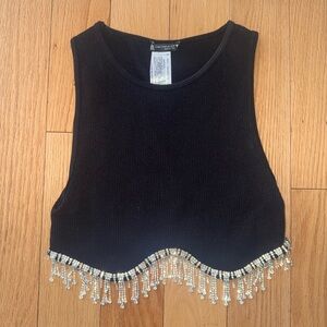 VIRAL ZARA black rhinestone crop top
